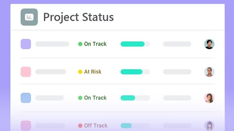 Asana Portfolios feature - project progress overview